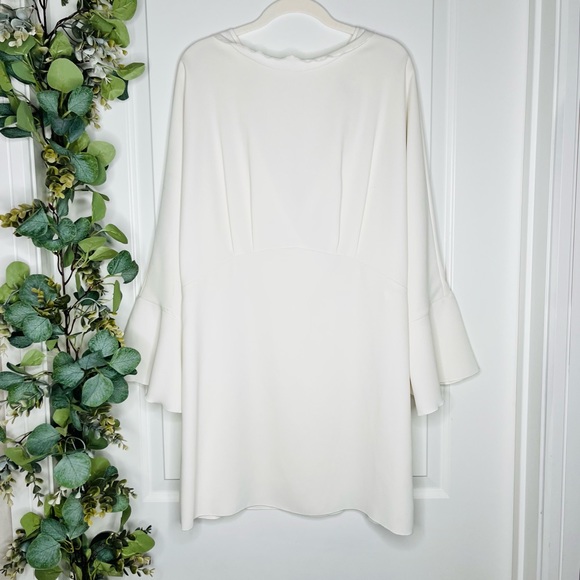 NWT IRO Ivory Crepe Bell Sleeve Ruffled V-Back Ivanoe Mini Dress - Picture 3 of 9